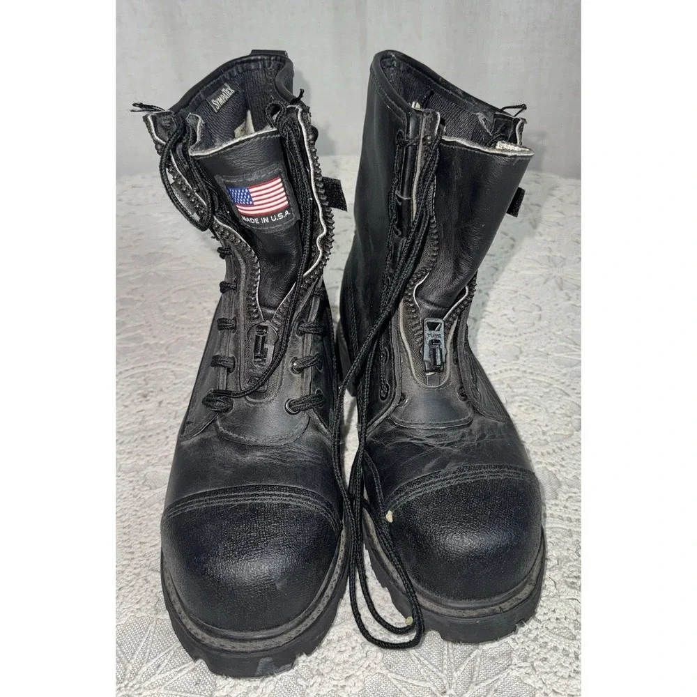 Sympatex USA Heavy Fire Work Boots Sz 8.5 W Leather Zippers Don't Work Goth